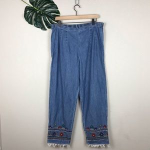 VINTAGE Carrie Allen Embroidered Pants